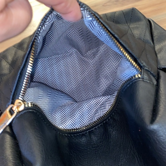 Designer Look Black Faux Leather Quilted Backpack Purse - Picture 10 of 13